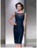 Navy Blue Lace Taffeta Mother Dress With Cape Navy Blue Lace Taffeta Mother Dress With Cape